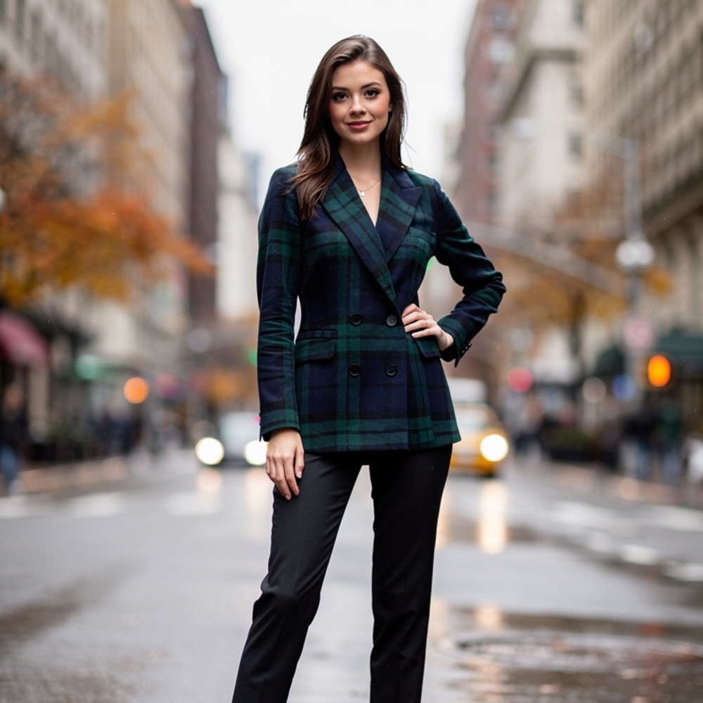Avec‎ Les Filles Tartan Plaid Double Breasted Jacket